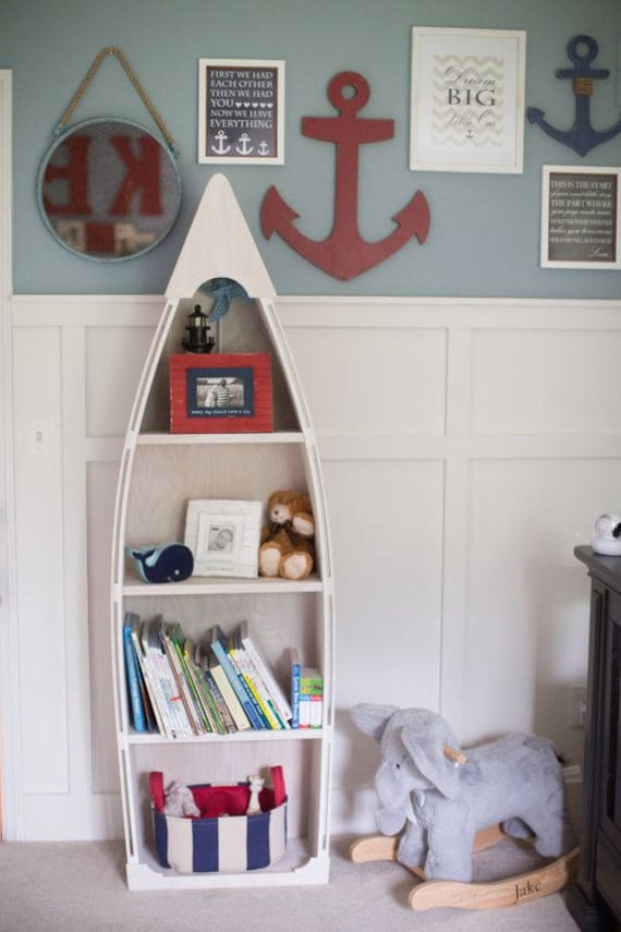 6 Foot Row Boat Bookshelf Bookcase Shelf Nautical Cabin And Etsy