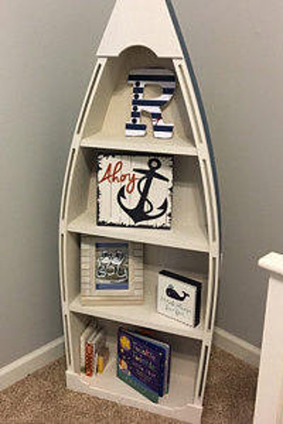 5 Foot Blue Row Bookshelf Bookcase Shelves Skiff Schooner Etsy