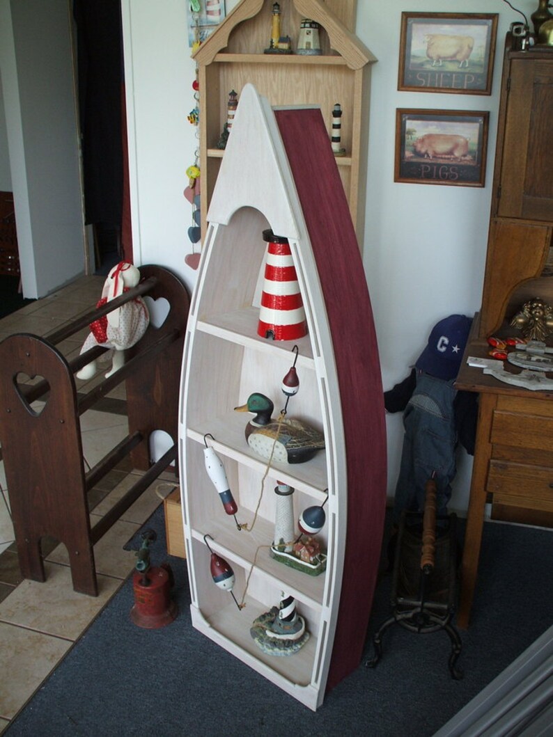 5 Foot RED row Boat Bookshelf shelf Bookcase shelves skiff Etsy