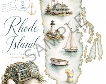 Rhode Island Vintage State Printable