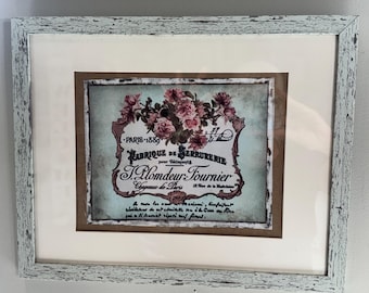 Cuadro decorativo de estilo campestre francés / Decoración vintage estilo cottagecore / Listo para colgar