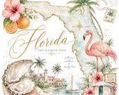 Florida Vintage Printable | Coastal Watercolor Map Art