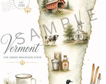 Descarga de papel imprimible/para decoupage vintage de Vermont