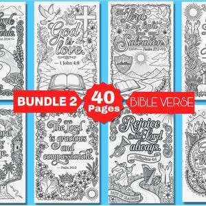Puede incluir: Una colección de ocho páginas para colorear en blanco y negro con bordes florales intrincados y textos religiosos como The Lord will provide, God is love, The Lord is my light and my salvation, The Lord is good y Rejoice in the Lord always.