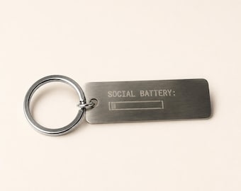 Low Social Battery Keychain | Funny Work Keychain | Introvert Gift | Office Humor Gift | Corporate Survivor Bag Charm