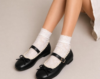 Mary Jane-damesschoenen, kanten rand, gesp, vintage schoenen