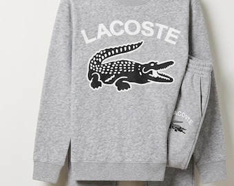 Men's Grey Crocodile Graphic Tracksuit Sweatshirt Joggers Sweat suit Luxury Streetwear Set Gift