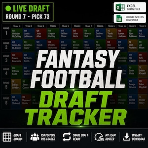 Suivi de la draft de Fantasy Football pour Excel et Google Sheets | Tableau | Serpent | Sélection de joueurs