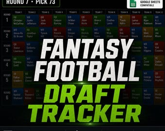 Fantasy-Football-Draft-Tracker für Excel und Google Sheets | Spielbrett | Schlangenmodell | Spielerpool