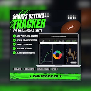 Sports Betting Tracker Spreadsheet | Excel and Google Sheets | Profit, ROI, Bankroll Dashboard | Instant Download