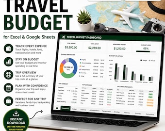 Travel Budget Planner for Excel and Google Sheets | Vacation Expense & Trip Budget Tracker
