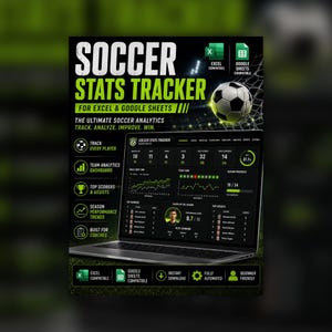 Soccer Stats Tracker Spreadsheet | Coach Dashboard, Player & Team Analytics (Google Sheets Download)
