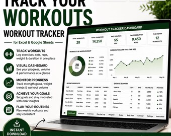 Workout Tracker for Excel and Google Sheets | Fitness Planner & Gym Progress Dashboard