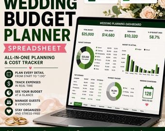 Wedding Expense Spreadsheet for Excel & Google Sheets | Planner and Vendor Tracker