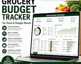 Grocery Budget Tracker for Excel and Google Sheets | Meal Planning & Expense Spreadsheet