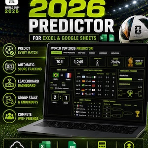 World Cup Tippspiel Dashboard für Excel und Google Sheets | Spielvorhersagen & Turniertracker