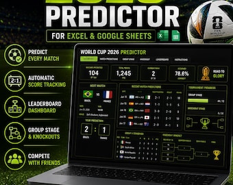 World Cup Predictor Dashboard for Excel and Google Sheets | Match Predictions & Tournament Tracker