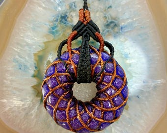 Small Necklace Toroidal Crystal with Macrame