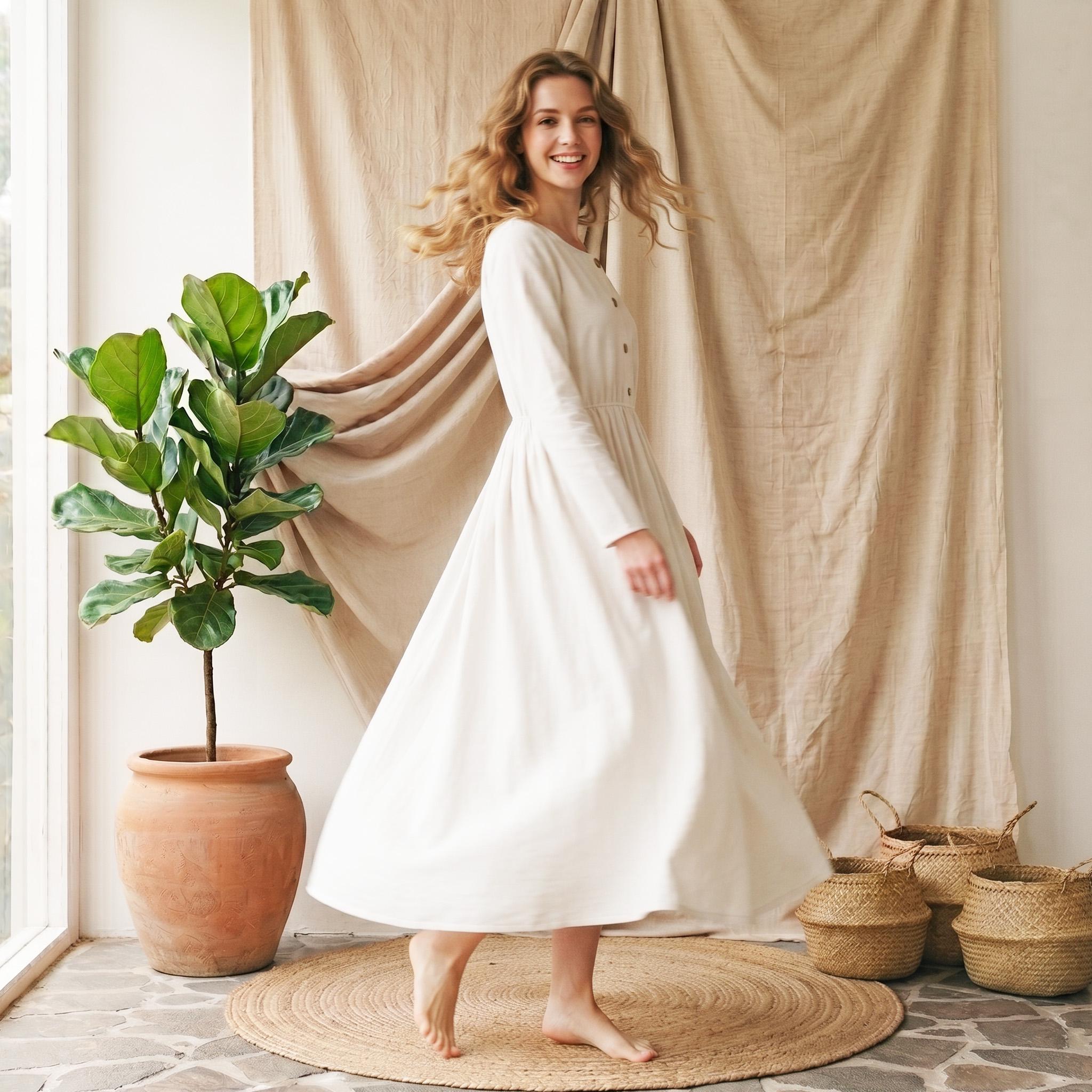 White Temple Dress Women
