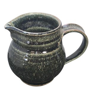 Hand Thrown Studio Pottery Ceramic Drip Glaze Pitcher Spiral Stoneware Signed