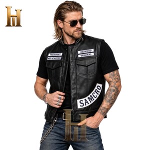 Sons of Anarchy Leather Vest Jax Teller SOA - Real Black Cowhide Biker Cut - Full Reaper Patches - SAMCRO Cosplay Gift for Him