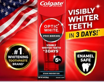 Colgate 5% Optic White Pro Series Stain Prevention 85g USA Import Hydrogen Peroxide
