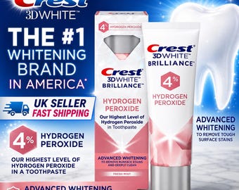 Crest 3D White Brilliance Hydrogen Peroxide Whitening Toothpaste 4% USA Import, Advanced Teeth Whitening, Fresh Mint, Fast UK Shipping