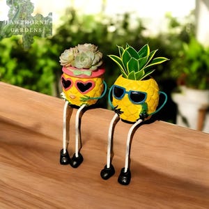 Grappige gekoelde ananasplantenbakken, handgeschilderde ontspannen harsananas, zomerhuis geïnspireerd interieurcadeau, unieke vetplantpotten