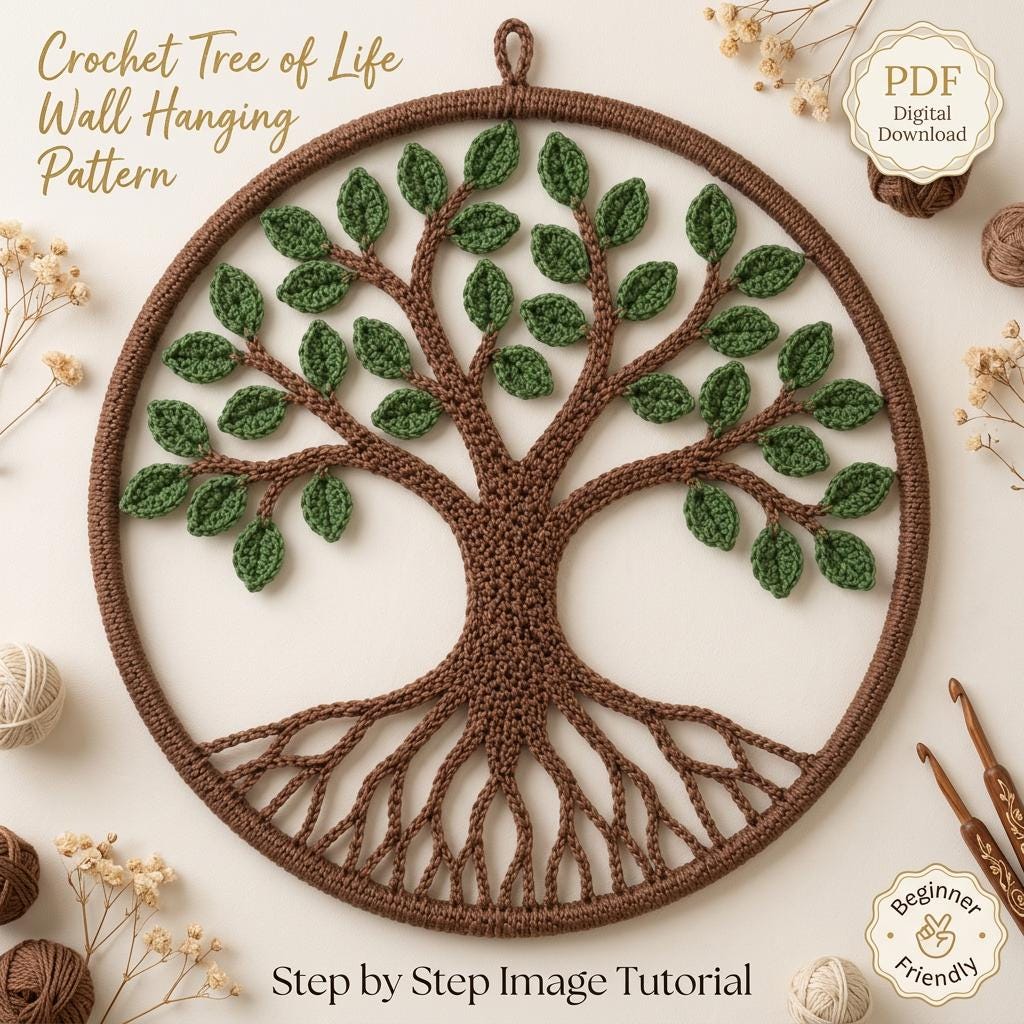 Tree of Life Crochet Pattern, Boho Wall Hanging