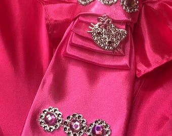 Handmade Glam Rhinestone Statement Tie: Luxe Satin, Crystal Embellished Neckwear