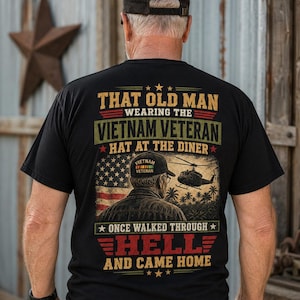 T-Shirt mit Vietnam-Veteranenhelm-Motiv | Gedenkabzeichen für Militär-Tarnmuster
