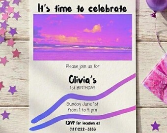 Birthday Invitation Customizable Girl Party Template BP150