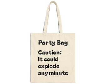 Cotton Canvas Tote Bag | Humorous "Party Bag" Design, "Squirreling Away Supplies"