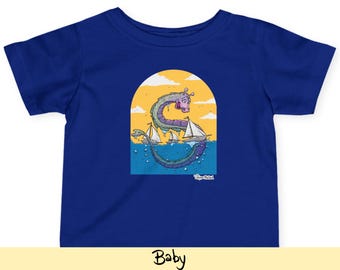 Aquatic Encounter Sea Monster Baby Tee | Whimsical Ocean Fantasy Nautical Shirt