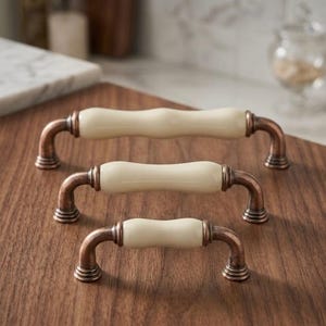 Tiradores de cerámica de lujo para cajones, tiradores de porcelana para armarios, herrajes de estilo vintage moderno.