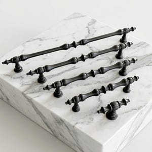 Black Distressed Cabinet Pulls, Vintage Drawer Handles, Ornate Furniture Hardware, Kitchen Handles, Unique Home Gift, 5 Sizes
