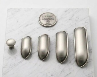 Cup Pull Drawer Handle, Farmhouse Modern Kitchen Cabinet Hardware, Chrome Black Inox Antique Silver