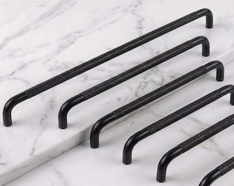 Luxury Knurled Aluminum Cabinet Pulls, Modern Drawer Handles (Matte Black, Gold, Silver, Rose Gold)