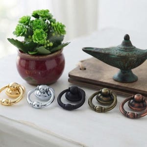 Rustic Drop Ring Drawer Pull, Vintage Cabinet Knob, Farmhouse Dresser Handle, Zinc Alloy Furniture Hardware, Antique Style