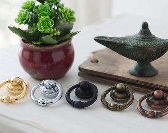 Rustic Drop Ring Drawer Pull, Vintage Cabinet Knob, Farmhouse Dresser Handle, Zinc Alloy Furniture Hardware, Antique Style
