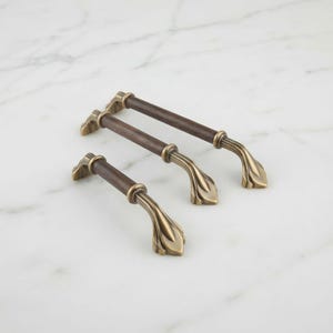 Antique Brass & Matte Black Cabinet Handles, Drawer Pulls, Kitchen Hardware, Furniture Handles, Modern Farmhouse Pulls 192-320mm