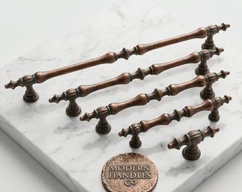 Antique Copper Cabinet Pull, Vintage Drawer Handle, Farmhouse Hardware, Rustic Furniture Pull, French Country Dresser Handle, Metal Vintage