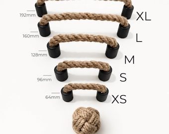 Handmade Jute Rope Cabinet Handle, Boho Rustic Furniture Pull (64-160mm)