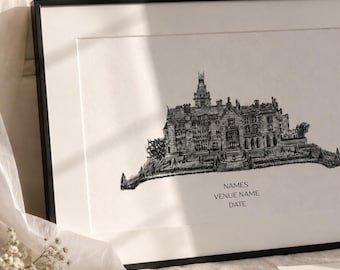 Custom Wedding Venue Illustration | Hand Drawn Personalised Wedding Gift (8x10 inches)