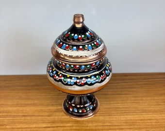 Azucarero tradicional turco de cobre hecho a mano