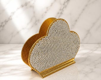 Servilletero dorado con cristales Swarovski