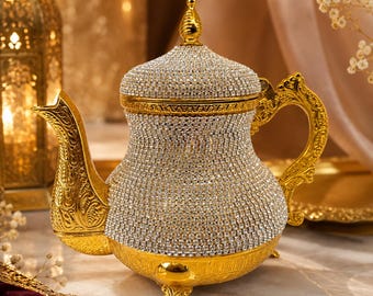 Jarra o tetera turca decorativa de cristal Swarovski