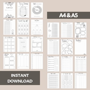 Bullet Journal Printable Bundle, Printable Bullet Journal, Premade Bujo ...