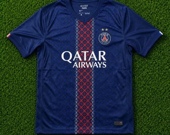 Maillot des champions PSG 2025, maillot de football Paris, tenue de football Qatar Airways