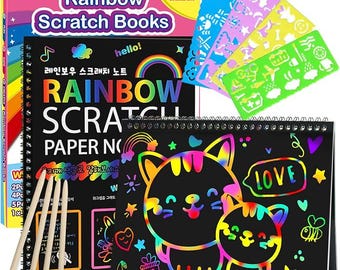 ZMLM Scratch Paper Art Crafts Gift, Rainbow Scratch Notebook